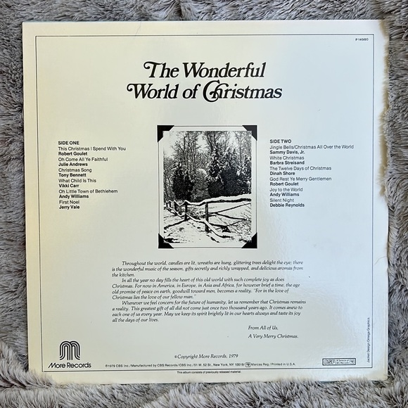 Vintage Vinyl Streisand 1979 Wonderful World of Christmas LP Record Album - Picture 4 of 7